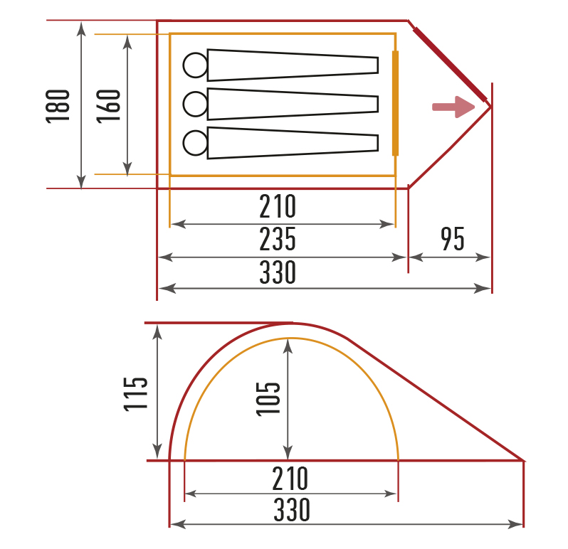 Палатка туристическая «БИВАК-3» фибергласс